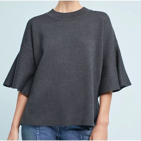 Sunday in Brooklyn Lorena Sweater XS Charcoal Gray Knit Mock Neck Anthropologie - Picture 1 of 7